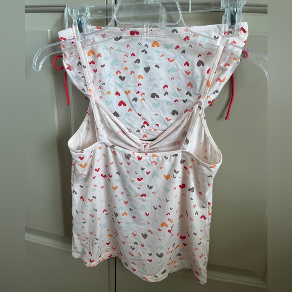 Calvin Klein 2 piece pajama lingerie set pink heart red bow camisole brief - Picture 2 of 5
